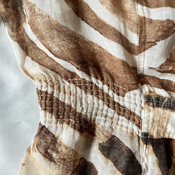 Cache Brown Semi-Sheer Animal Print Linen Blend Blouse - Size Small - Picture 8 of 14
